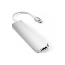 Хаб Satechi Aluminum Type-C Slim Multi-Port Adapter 4K V2 Сріблястий (ST-SCMA2S)