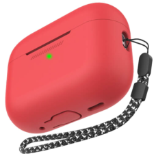 AhaStyle Silicone Case for AirPods Pro 2 with strap, Red