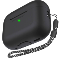 AhaStyle Silicone Case for AirPods Pro 2 with strap, Black