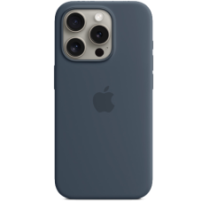 Apple iPhone 15 Pro Silicone Case with MagSafe Storm Blue